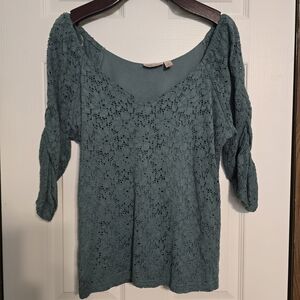 Teal Lace Knit Top